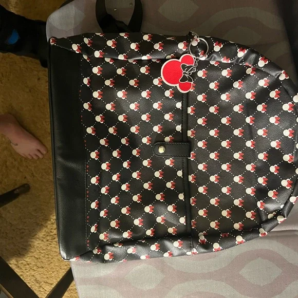 Official Disney Parks Minnie Mouse Polka Dot Bow Mini Vegan Leather Backpack Bag - Picture 3 of 10